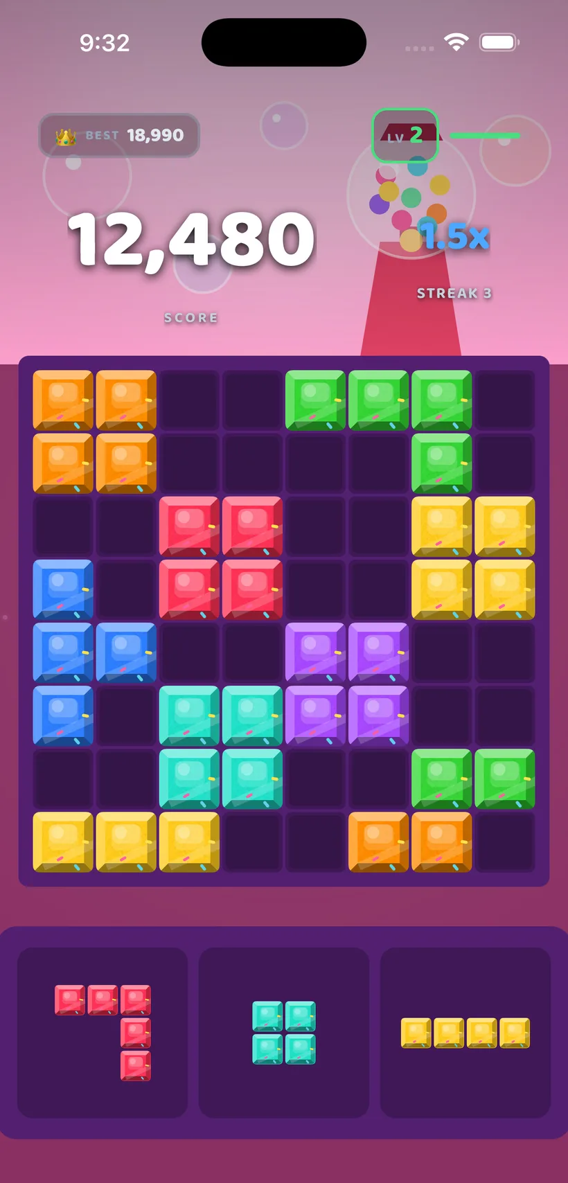 Block Bolt gameplay in the Bubblegum theme