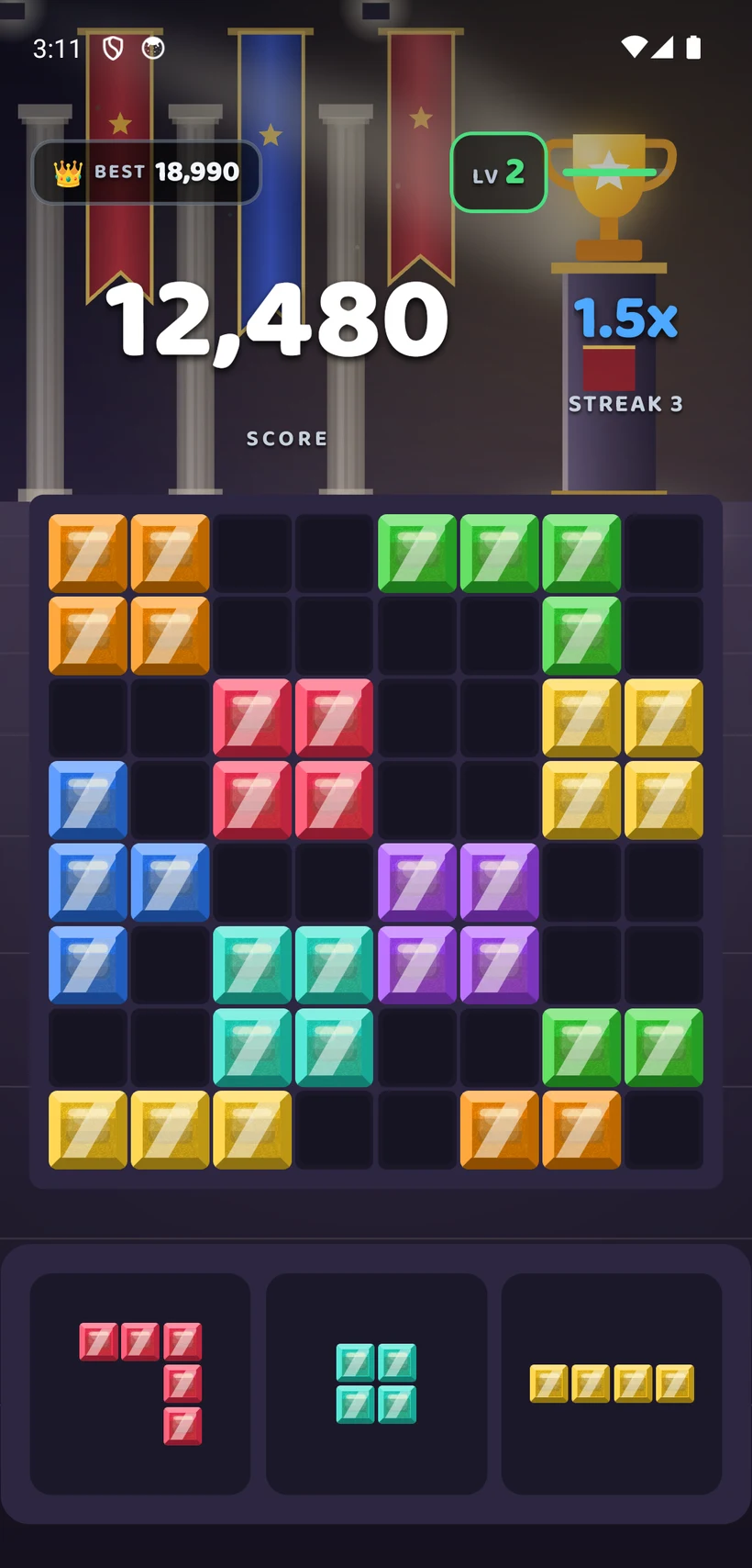 Block Bolt gameplay in the Champions' Hall theme