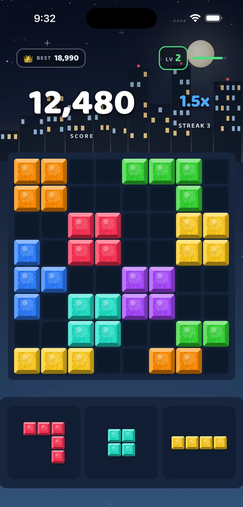 Block Bolt gameplay in the City Lights theme