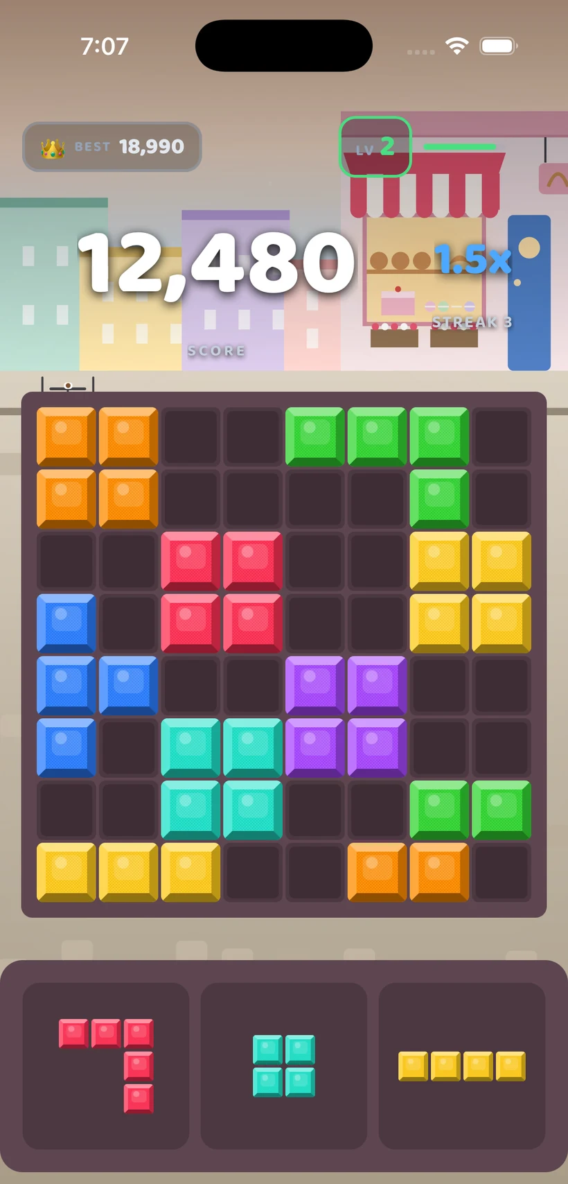 Block Bolt gameplay in the Corner Bakery theme
