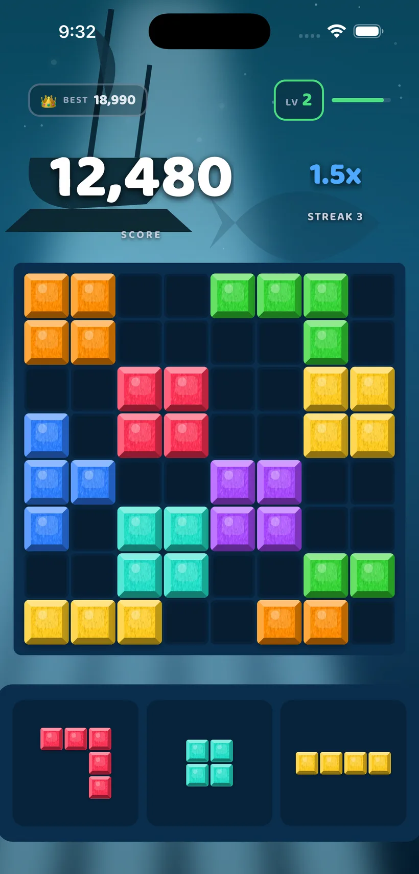 Block Bolt gameplay in the Tidelight Reef theme