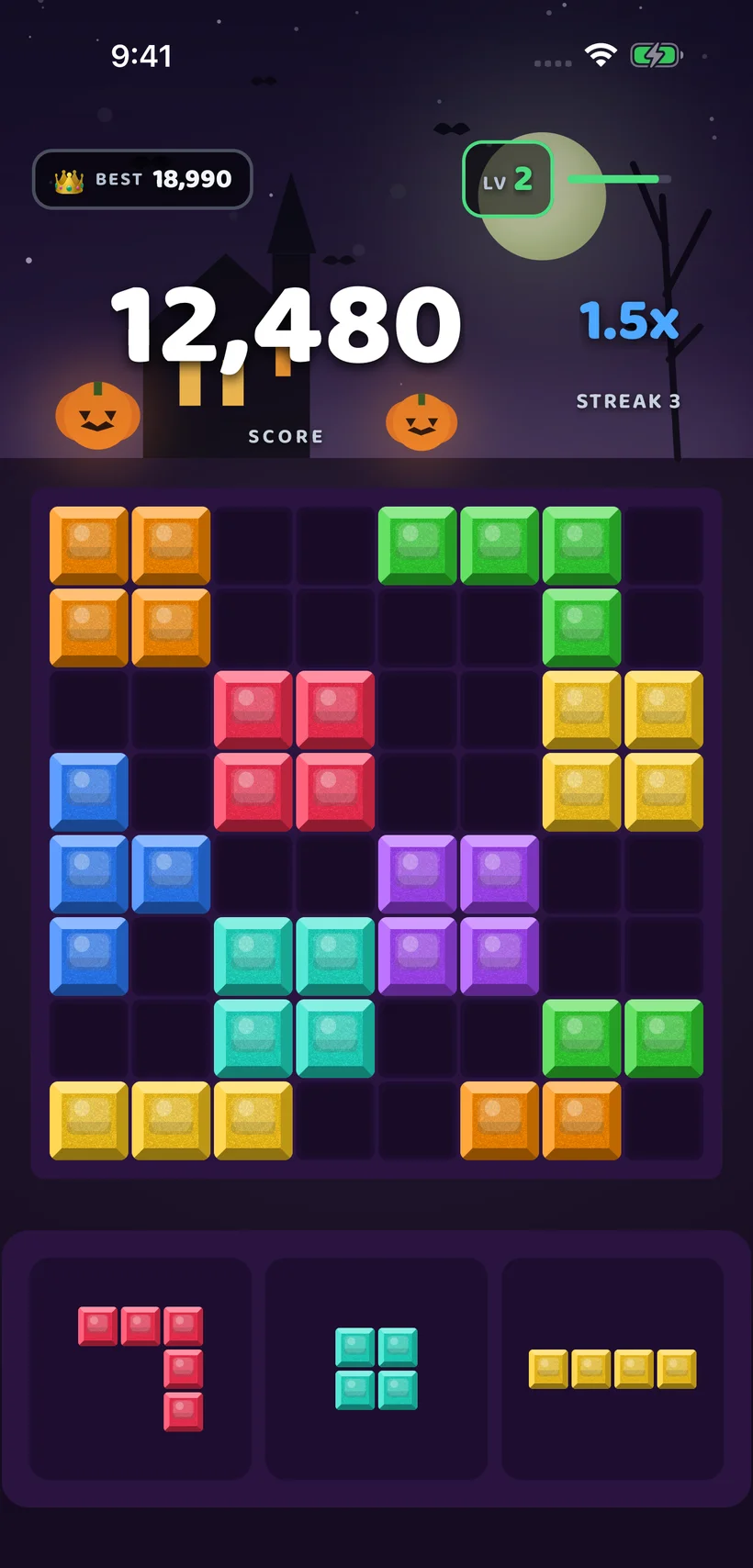 Block Bolt gameplay in the Haunted Hollow theme