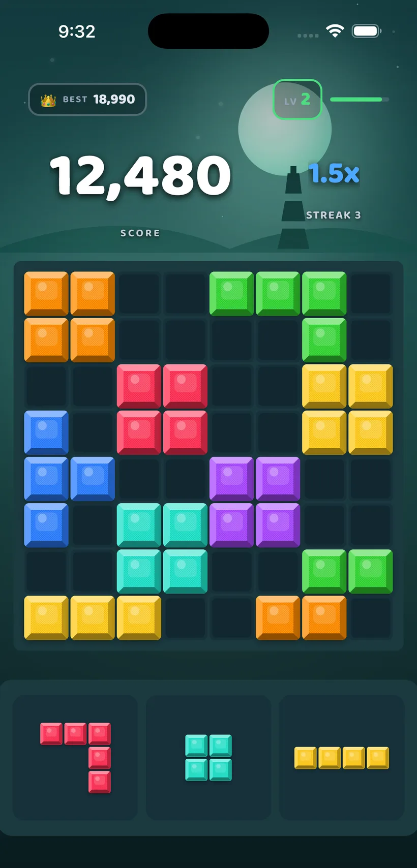 Block Bolt gameplay in the Mint theme