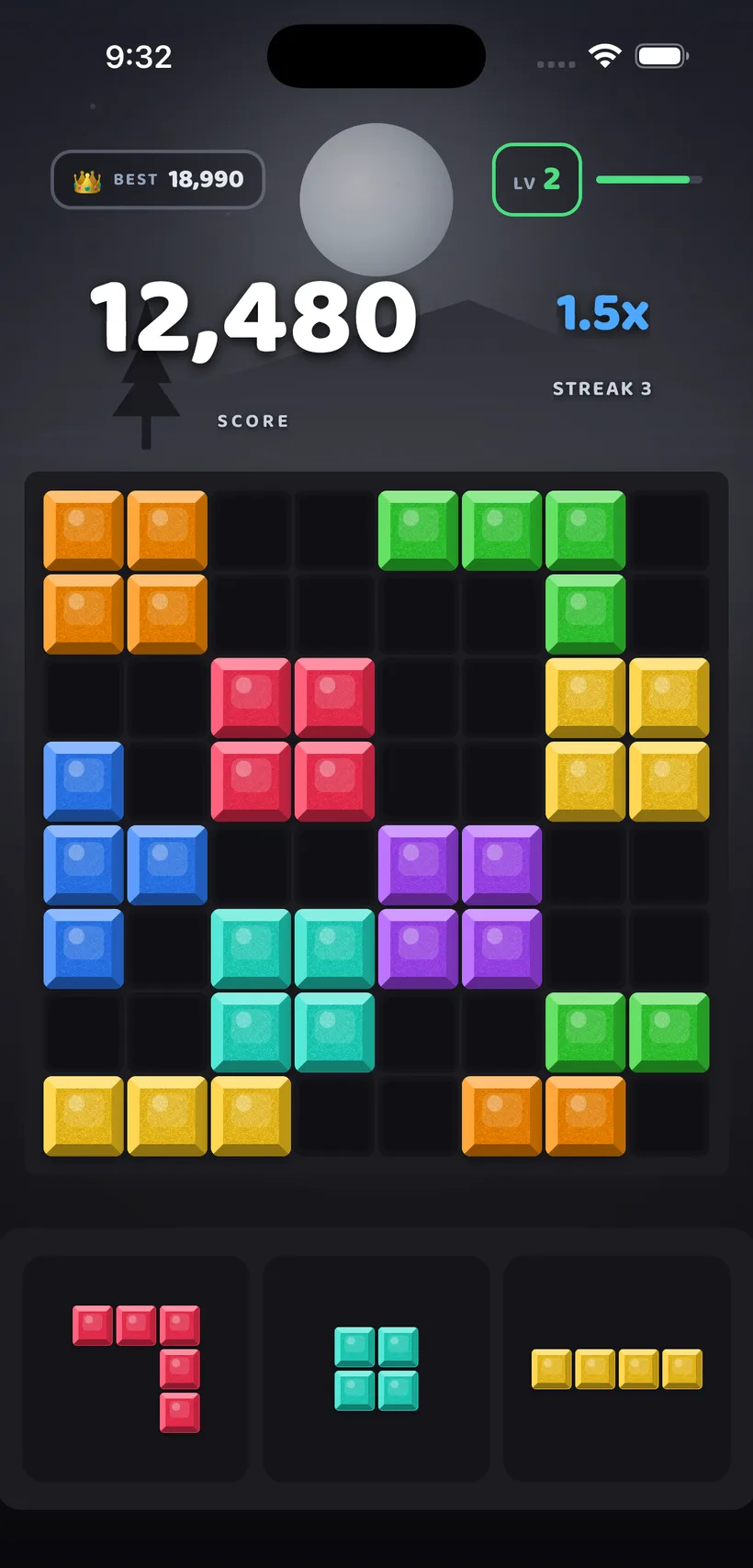 Block Bolt gameplay in the Monochrome theme