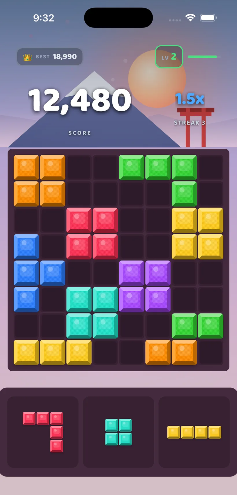 Block Bolt gameplay in the Sakura theme