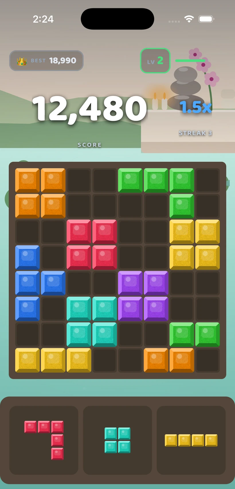 Block Bolt gameplay in the Spa Day theme