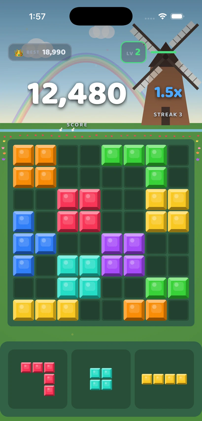 Block Bolt gameplay in the Spring Bloom theme